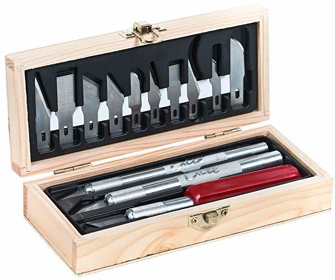 EXCELL K-1-2-6 Maket Bıçağı Takımı 3 lü, Ahşap Kutuda
